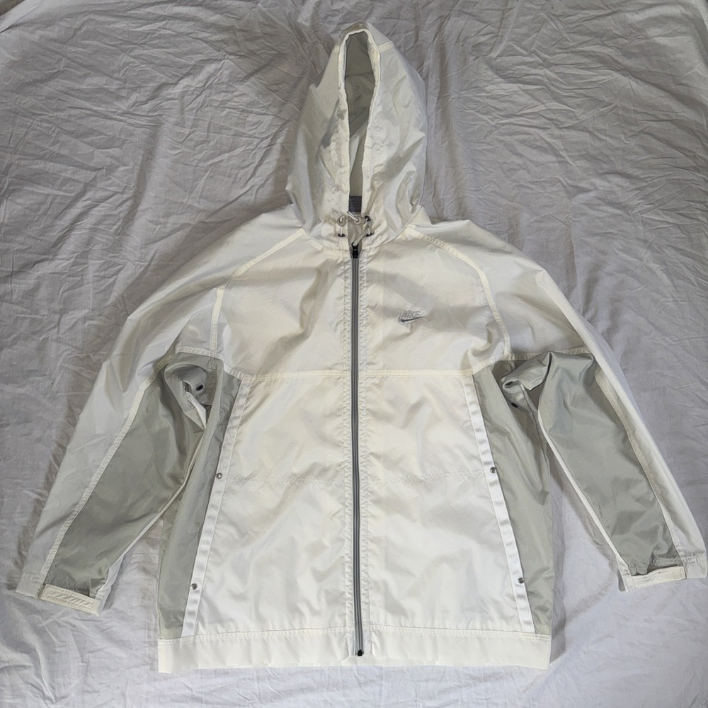 Nike Jacket White Men's L Trendy Streetwear Urban Windbreaker Hooded